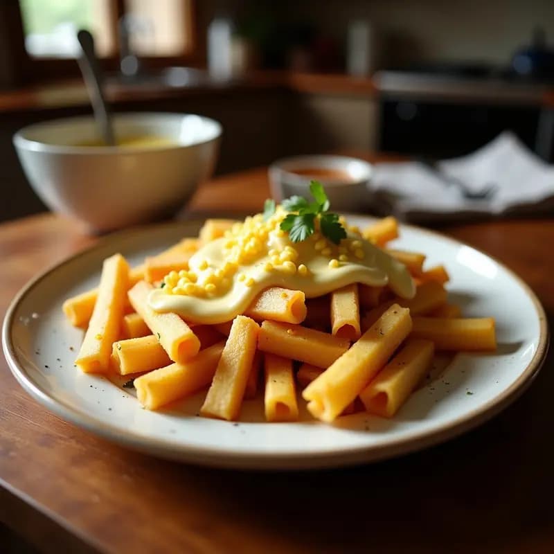 Poutine Canadiense con Caldo de Huesos y Queso Curd Vegano: Receta Keto y Alta en Proteína