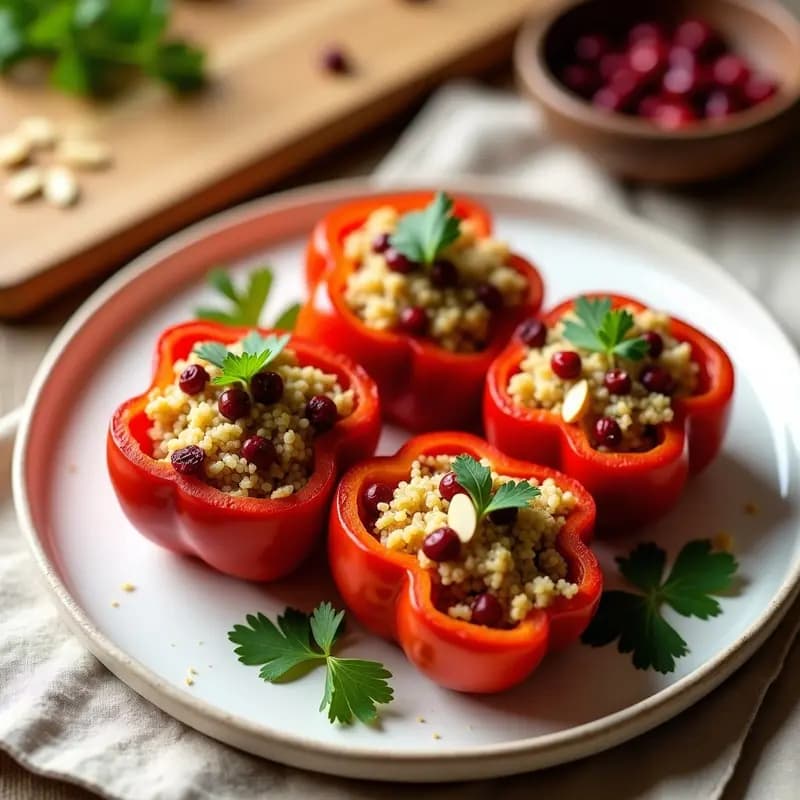 Relleno de Pimiento Asado con Quinoa y Pasas de Arándanos: Receta Sin Gluten en Olla Exprés