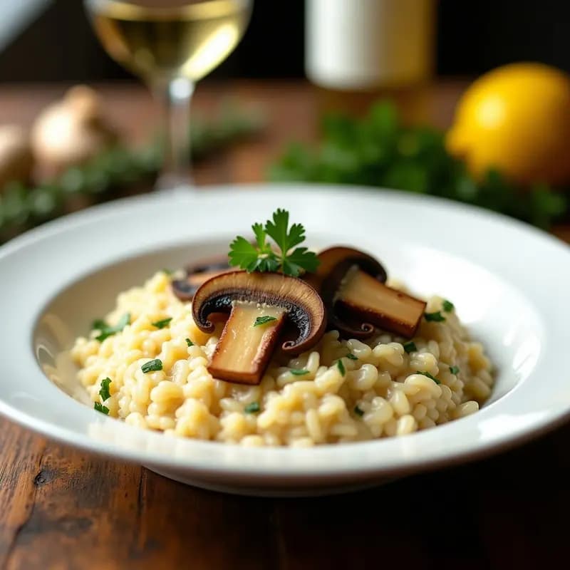 Rissoto de Champiñones Portobello y Vino Blanco: Receta Italiana Cremosa y Sin Lactosa