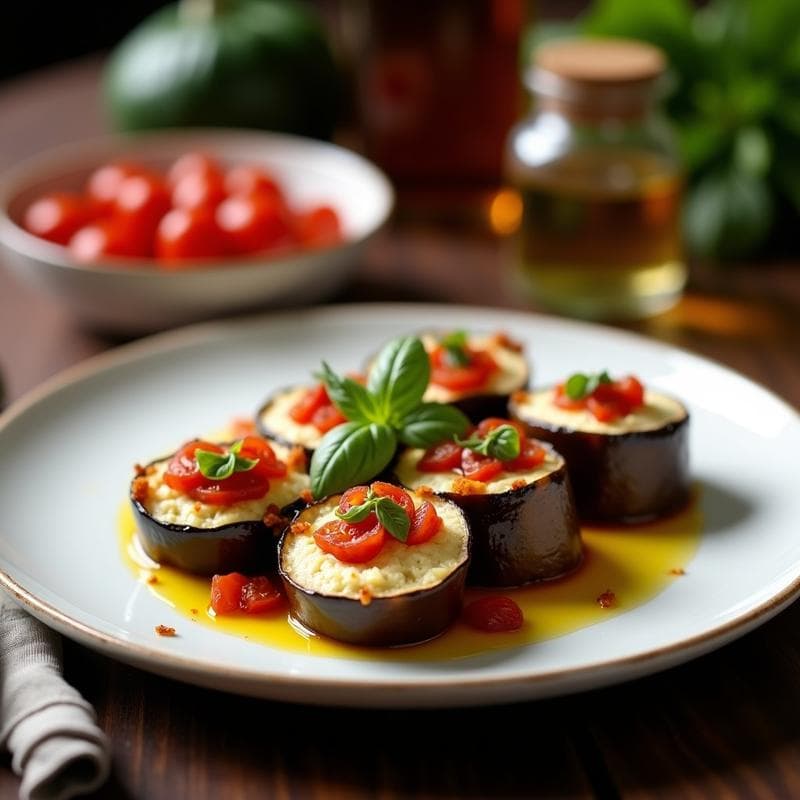 Rollitos de Berenjena Rellenos de Queso de Cabra y Tomates Secos: Receta en Olla Lenta Sin Gluten
