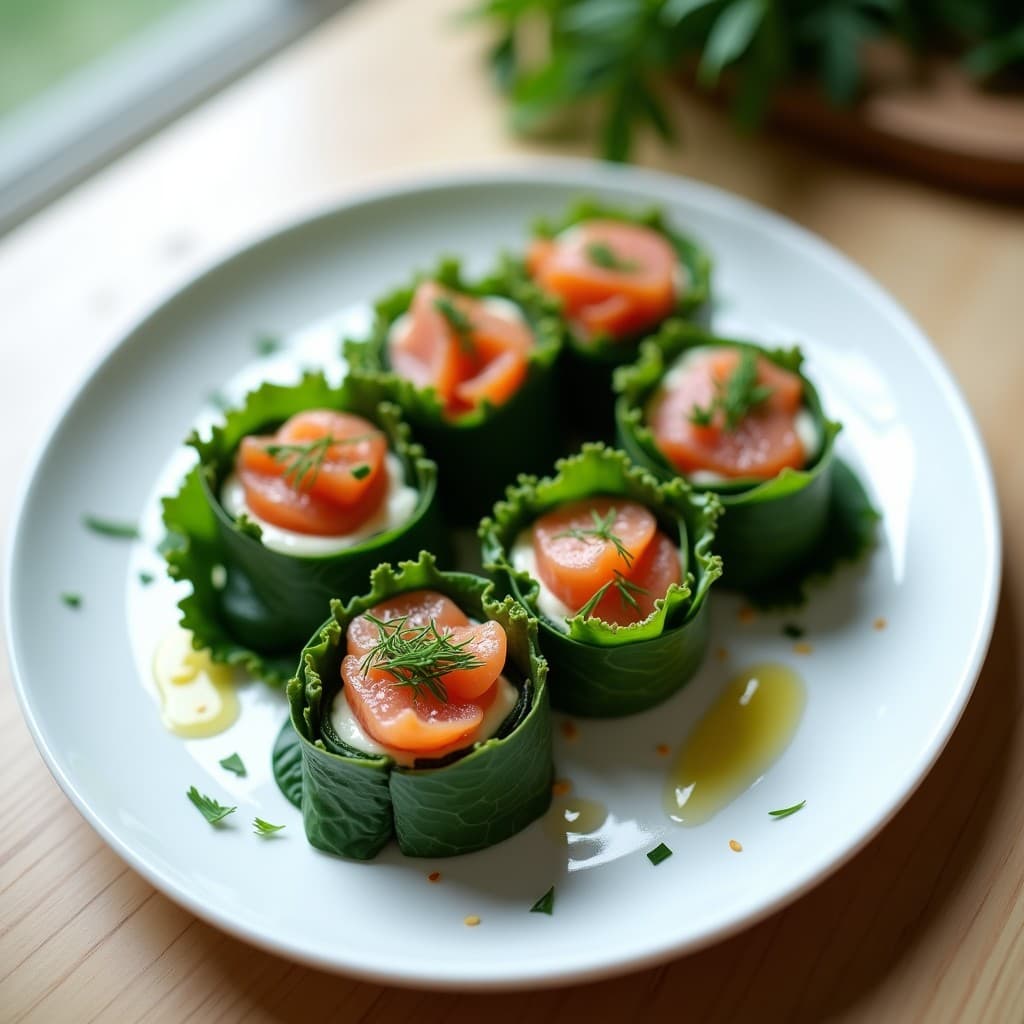 Rollitos de Col Rizada y Salmón Ahumado con Salsa de Eneldo: Entrante Escandinavo en 15 Minutos