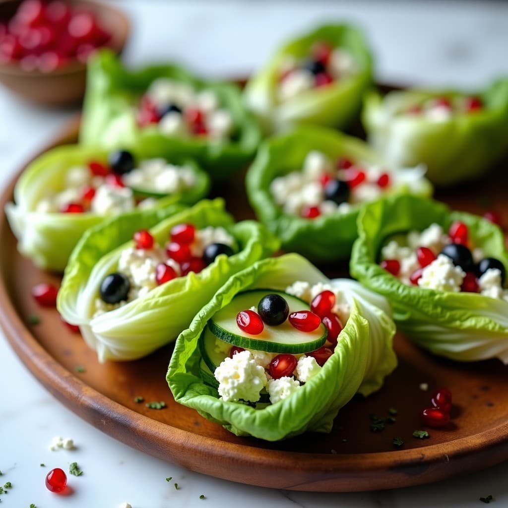 Rollitos de Lechuga con Feta y Granados: Ensalada Griega Crujiente y Sin Cocinar