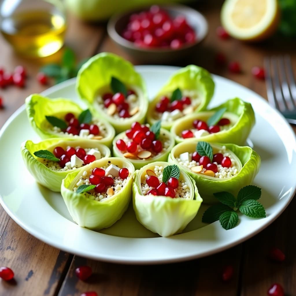 Rollitos de Lechuga con Feta y Granados: Entrante Griego Rápido en 10 Minutos