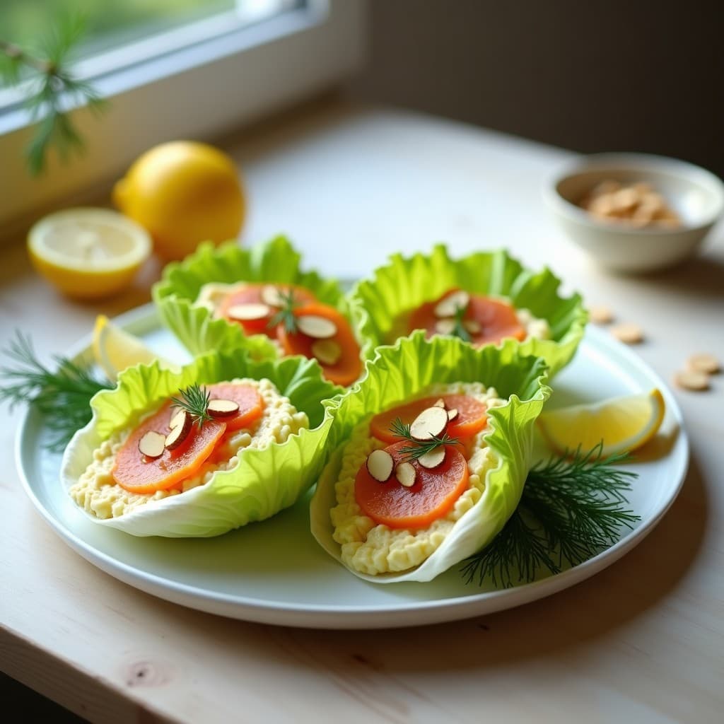 Rollitos de Lechuga con Salmón Ahumado y Crema de Eneldo: Receta Keto y Sin Carbohidratos