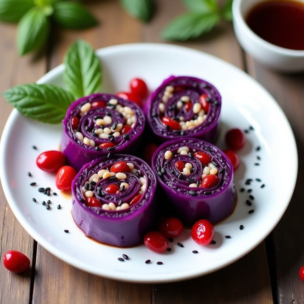 Rollitos de Repollo Morado con Relleno de Mijo y arándanos Rojos: Receta Vegana en Olla Exprés