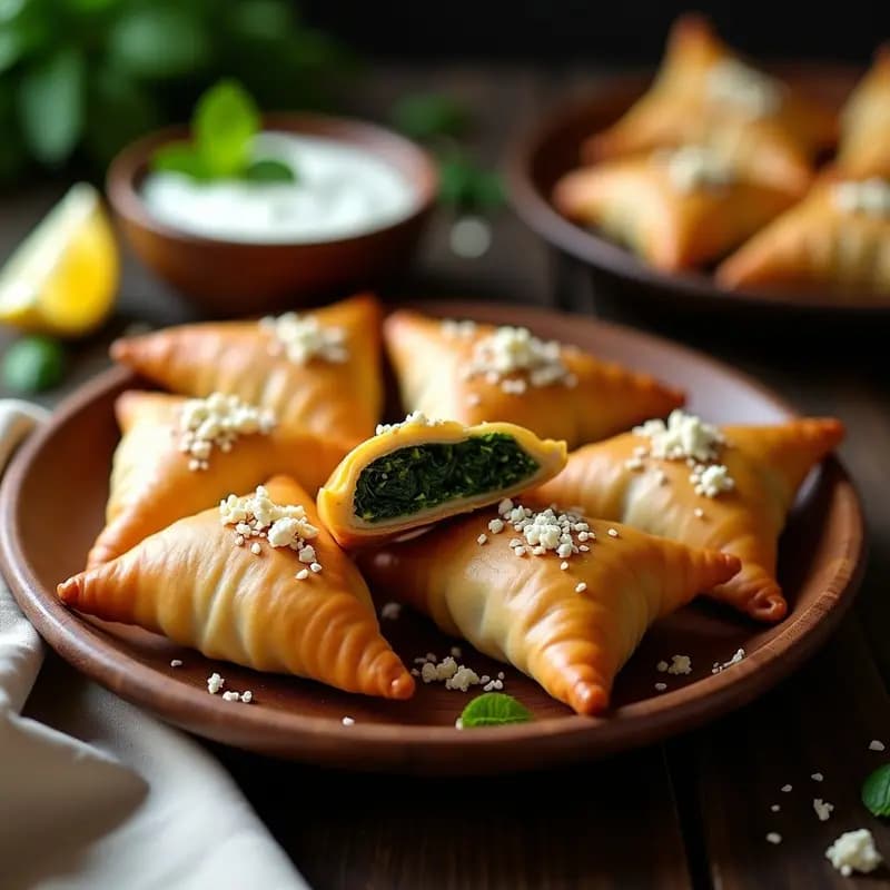 Samosa de Espinaca y Queso Feta: Empanadillas Indias con Toque Griego