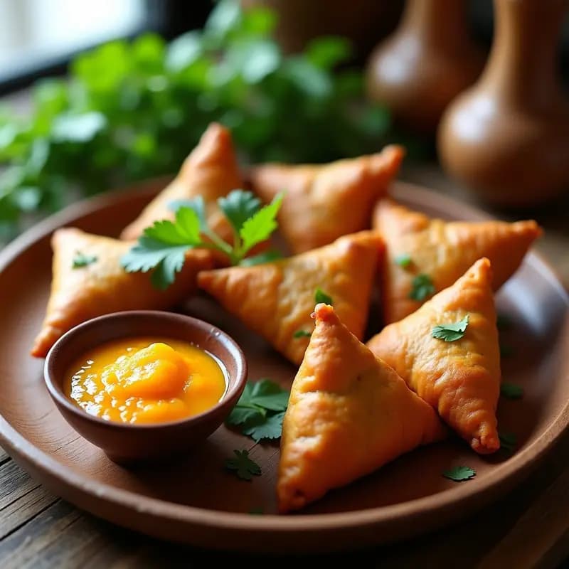 Samossas de Batata y Espinacas con Chutney de Mango: Entrante Indio Crujiente en Airfryer