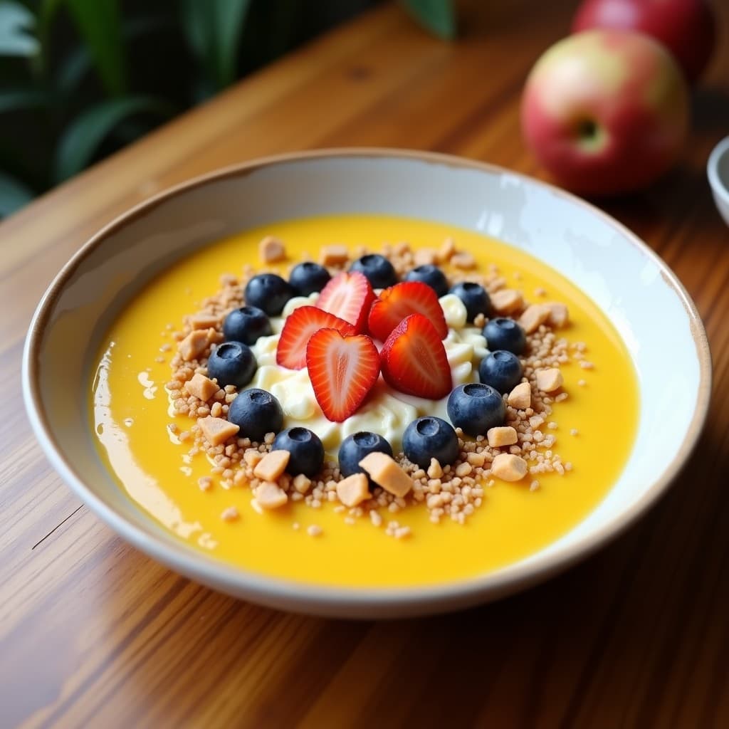 Smoothie Bowl de Mango y Turmérico: Desayuno Antiinflamatorio con Toppings Crujientes
