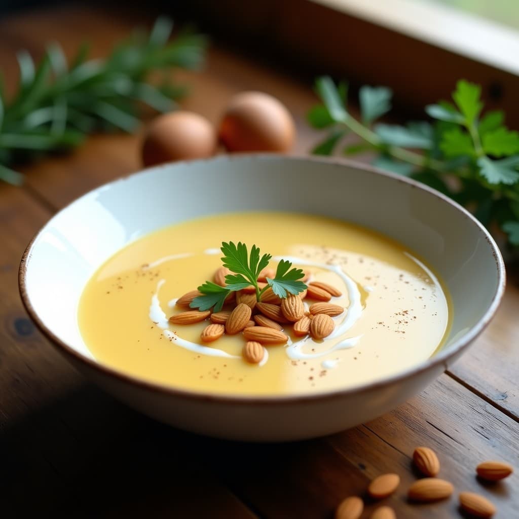 Sopa de Almendras Crujientes con Hierbas: Receta Reconfortante y Sin Lactosa en 25 Minutos