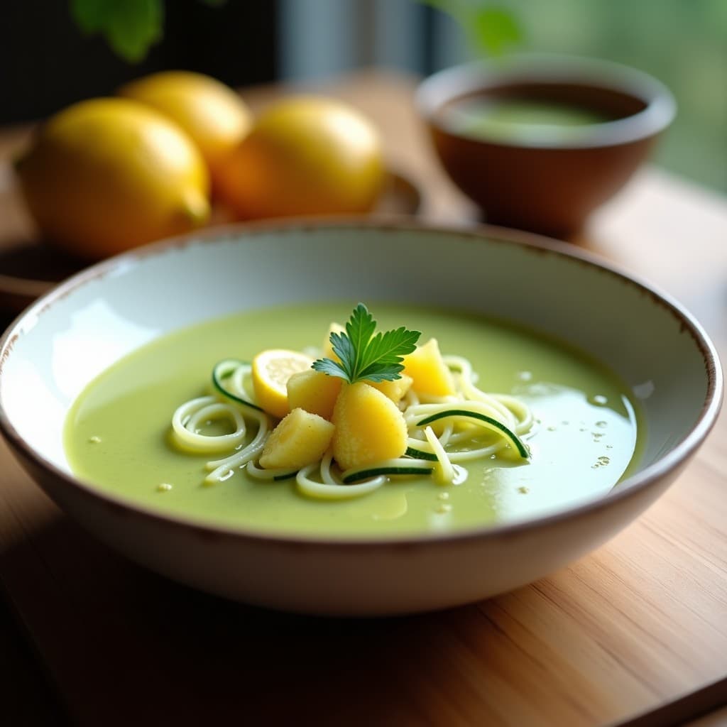 Sopa de Fideos de Calabacín y Limón Confitado: Receta en Thermomix Sin Gluten