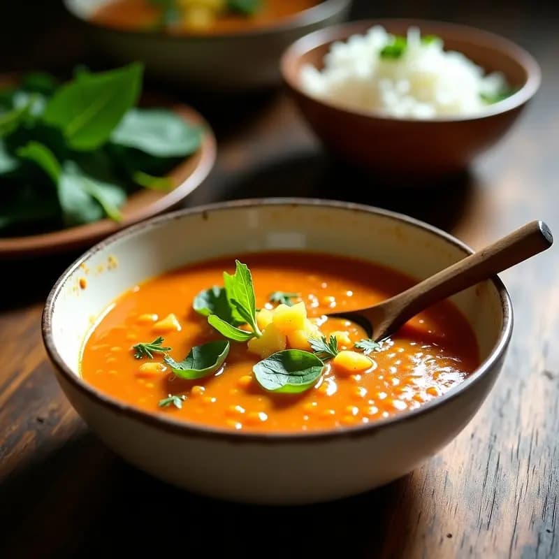 Sopa de Lentiljas Rojas con Espinacas y Limón Confitado: Receta India Vegana en 20 Minutos