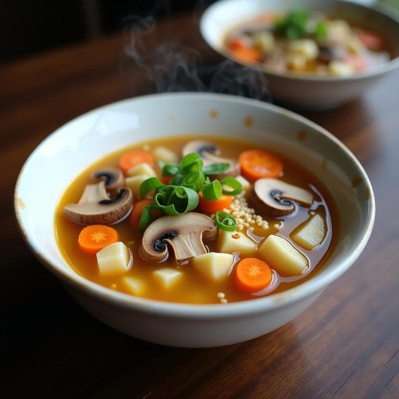 Sopa de Miscanto y Champiñones: Receta Coreana Vegana en Olla Express