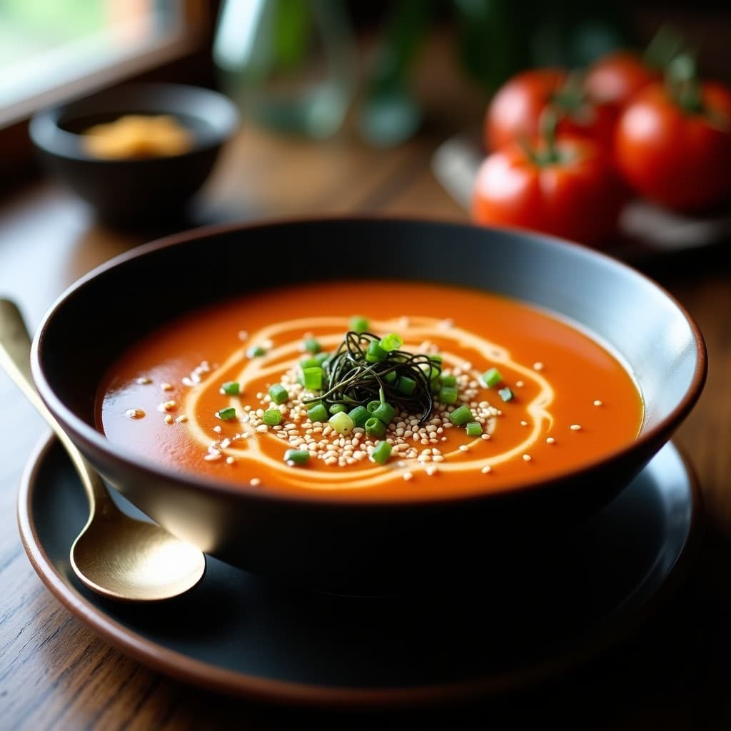 Sopa de Tomate ahumado y Miso: Receta Fusión Española-Japonesa en Olla Lenta