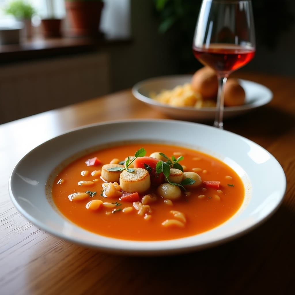 Sopa de Tomate y Albahaca con Albóndigas de Konjac: Receta Keto Sin Calorías