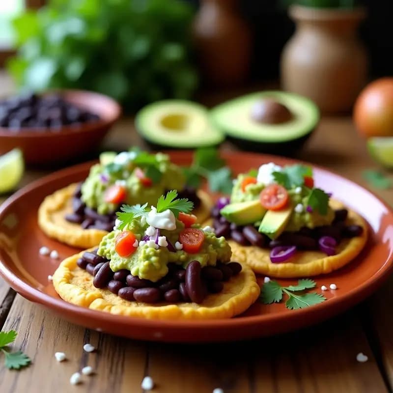 Sopes de Harina de Garbanzo con Frijoles Negros y Guacamole: Receta Mexicana Sin Gluten