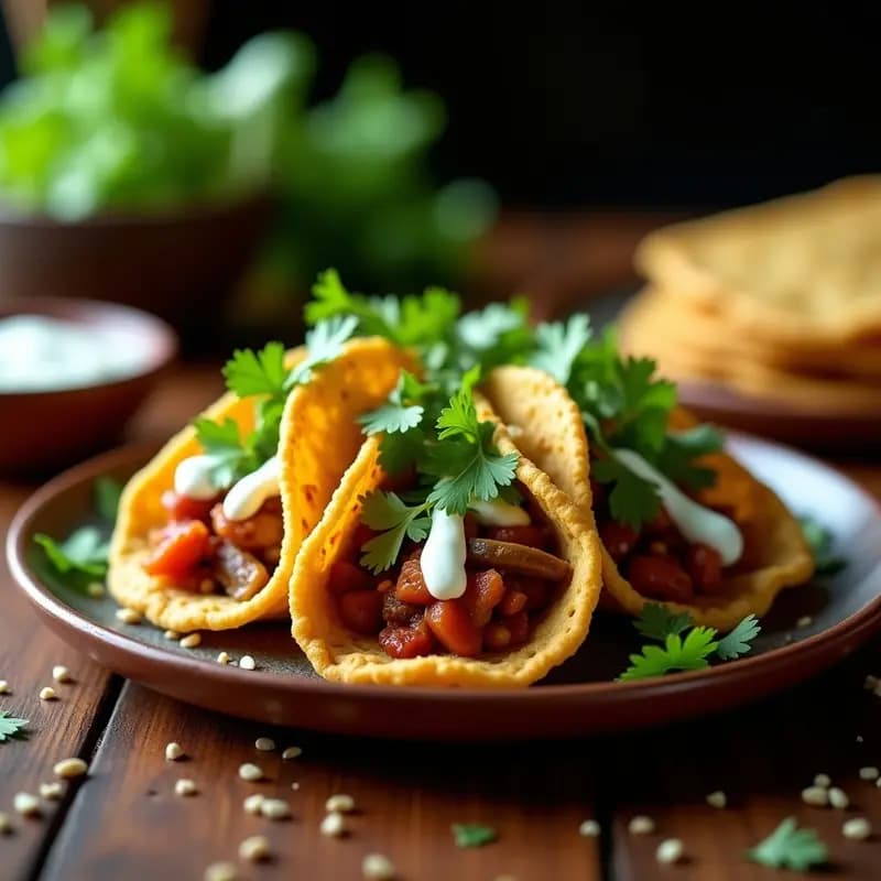 Sopes de Masa de Quinoa con Tinga de Hongos: Aperitivo Mexicano Vegano y Crujiente