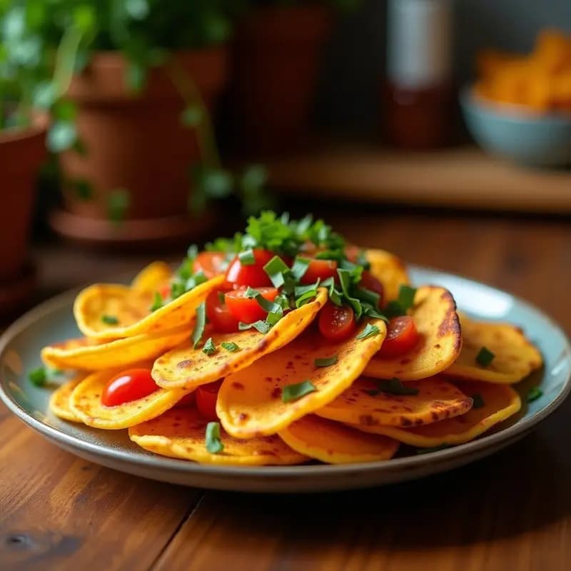 Tacones de plátano maduro fritos dorados y crujientes, apilados en un plato de madera rústico, con un fondo borroso de cocina tradicional venezolana.