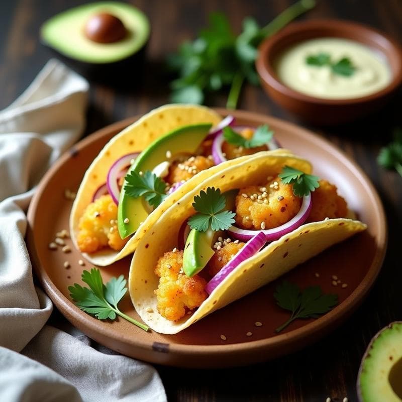 Tacos de Coliflor Dorada con Salsa de Yogur Griego: Receta Keto y Sin Gluten en Airfryer