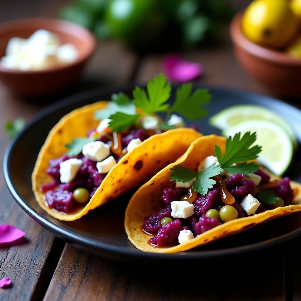 Tacos de Flor de Jamaica y Queso de Cabra: Receta Mexicana con Toque Floral y Ácido