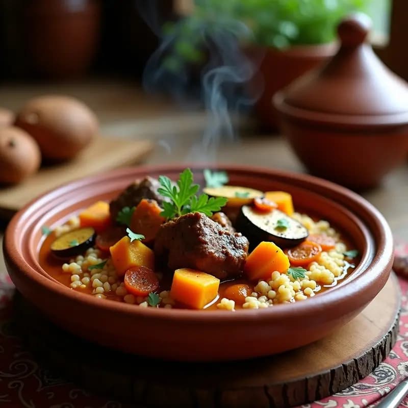 Tajín Marroquí de Cordero con Cuscús y Verduras: Receta Auténtica para Ocasiones Especiales