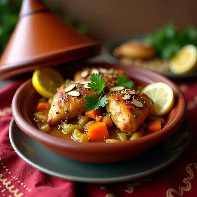 Tajín de Pollo con Cúrcuma y Almendras: Estofado Marroquí Sin Lactosa para Tupper