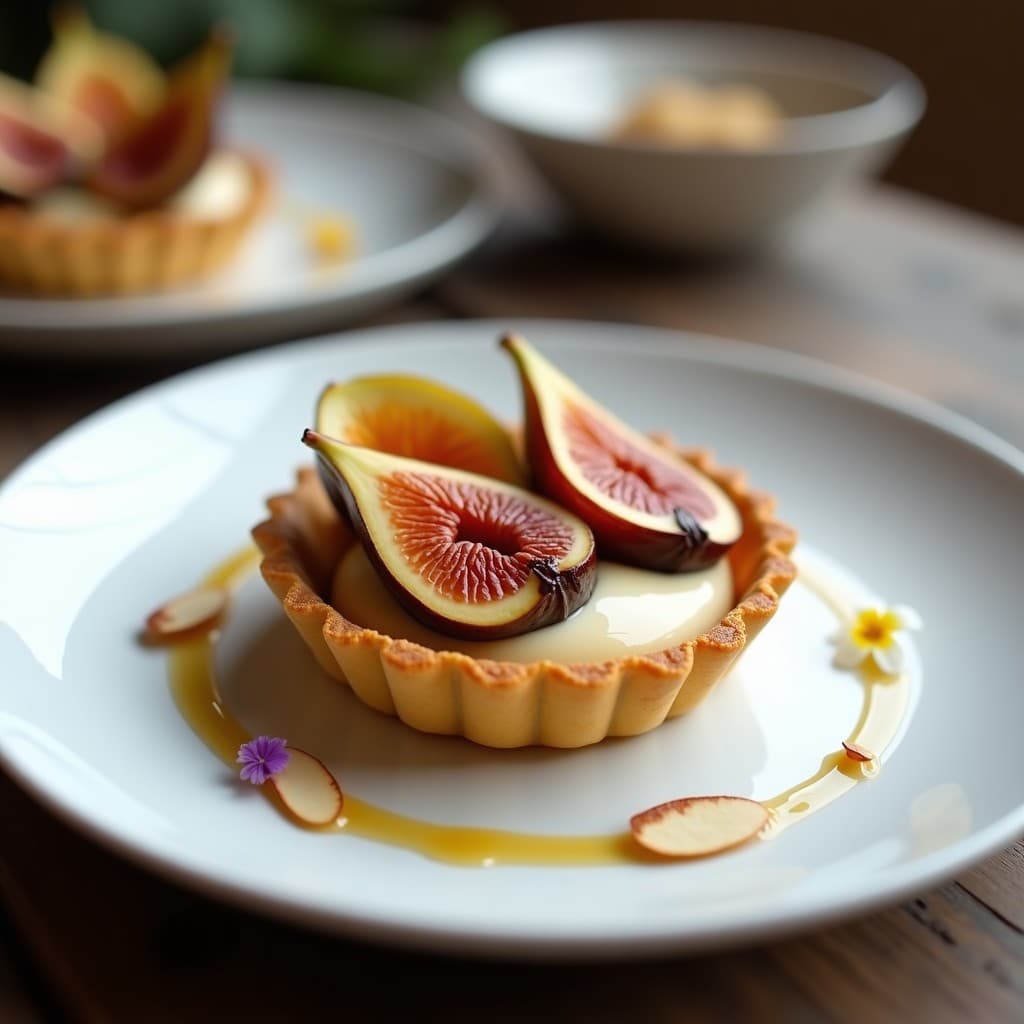 Tartaleta de Amaranto y Miel con Crema de Queso de Cabra y Higos Caramelizados: Postre Sin Gluten