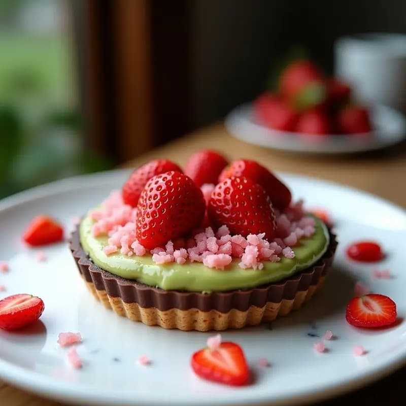 Tartaleta de Chocolate y Aguacate con Fresas Liofilizadas: Postre Keto y Fotogénico