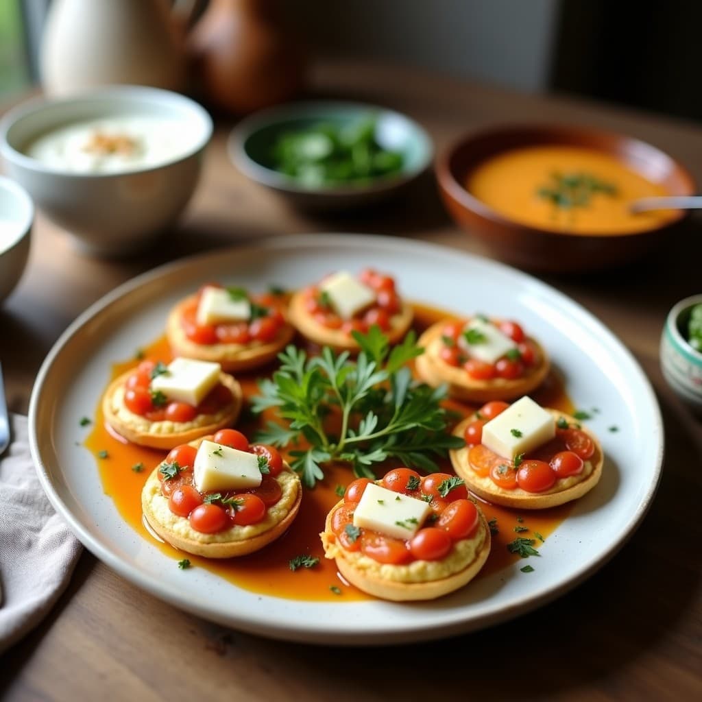 Tartaletas crudiveganas con base de alga nori crujiente y relleno cremoso de hummus de lentejas, decoradas con semillas de sésamo y cebollino fresco, aperitivo rico en hierro y proteína vegetal.