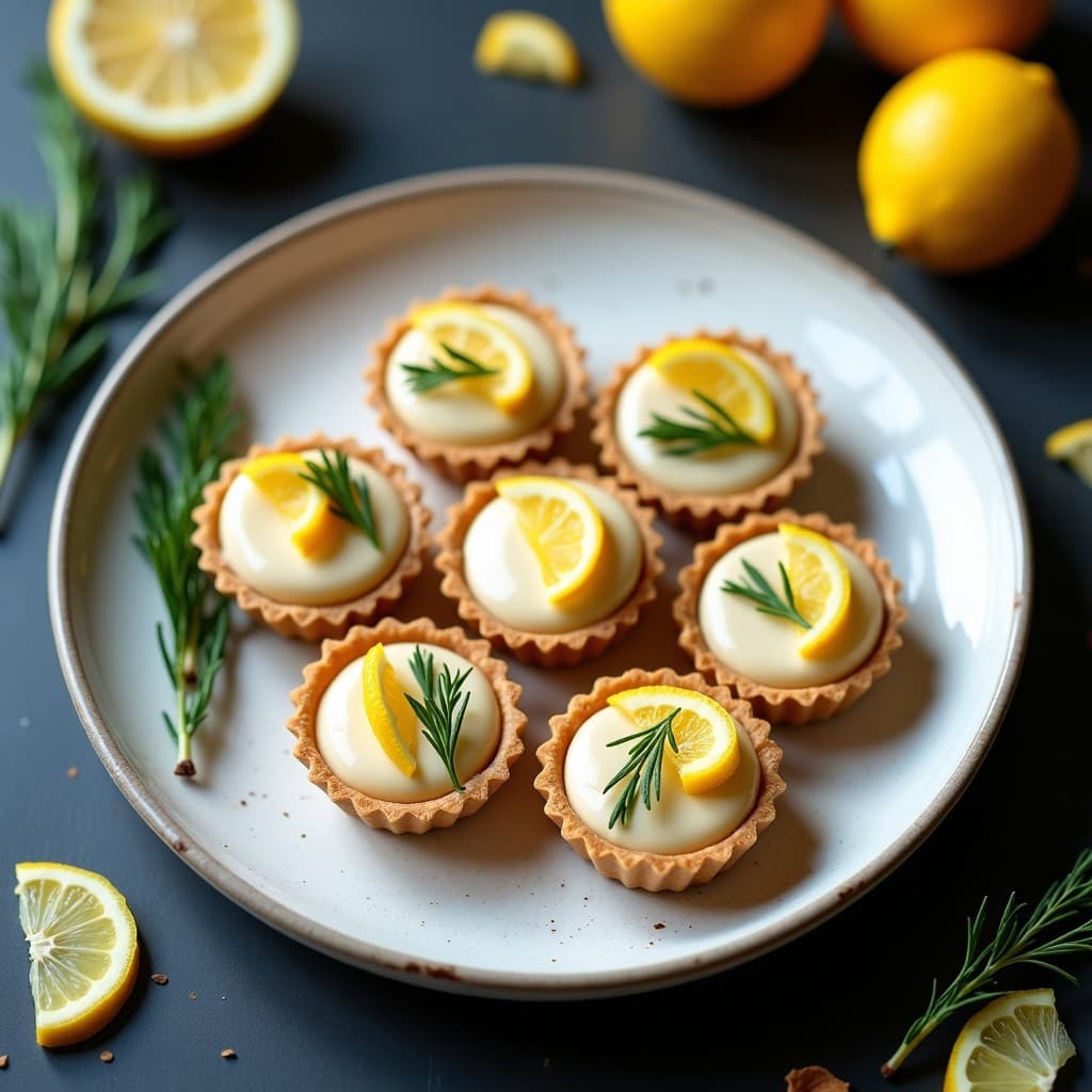 Tartaletas doradas de base de almendra rellenas de crema sedosa de hígado de bacalao, coronadas con limón confitado y eneldo fresco. Entrante noruego keto elegante y crujiente.