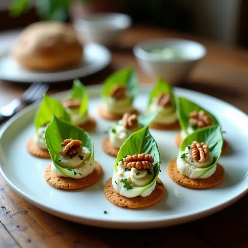 Tartaletas de Endivias y Queso Azul Vegano con Nuez: Aperitivo Belga en 20 Minutos