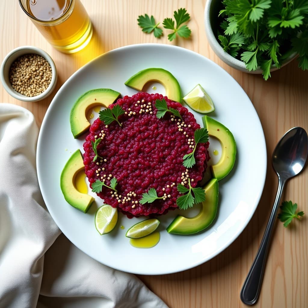 Tartar de Remolacha y Aguacate: Receta Crudivegana con Toque de Lima y Cilantro