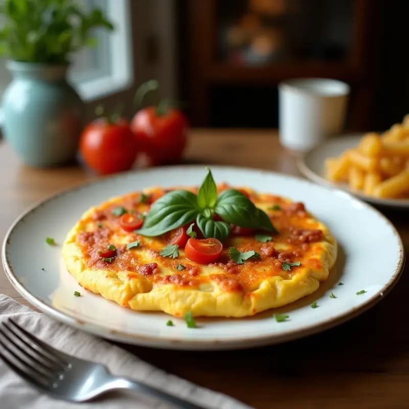 Tortilla de acelgas y bacalao dorada en sartén antiadherente, con trozos de bacalao y acelgas verdes visibles, receta tradicional de Semana Santa.