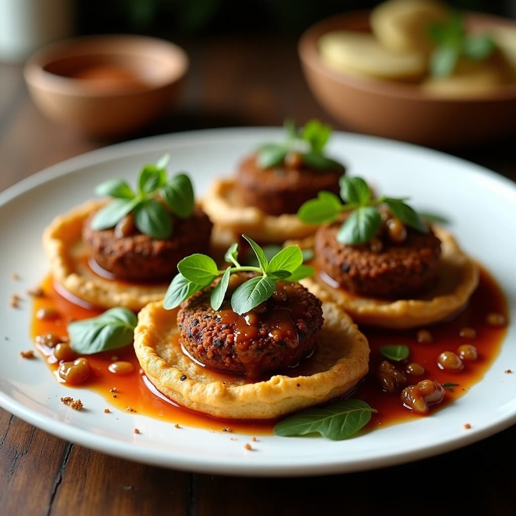 Tortitas doradas y crujientes de quinoa y zanahoria morada apiladas en un plato blanco, con vetas moradas visibles en su interior, acompañadas de una salsa cremosa de tahini de color beige y decoradas con cebollino picado y semillas de sésamo. Receta vegana y crudivegana con salsa de tahini.
