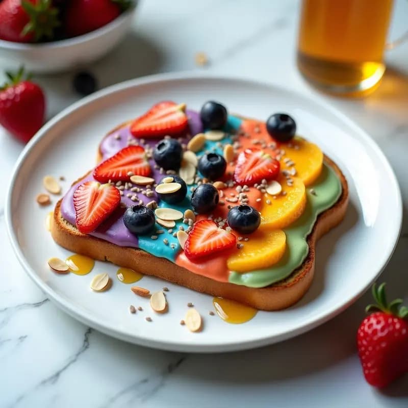 Tostada Arcoíris con Queso Filadelfia y Frutos Rojos: Receta Viral en 5 Minutos para Triunfar en Redes
