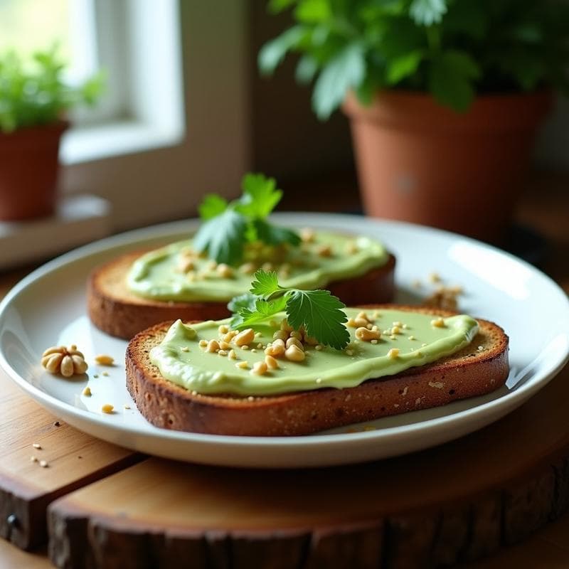 Tostadas de Pan de Centeno con Crema de Apio y Nuez: Receta Sin Lácteos y Alta en Fibra