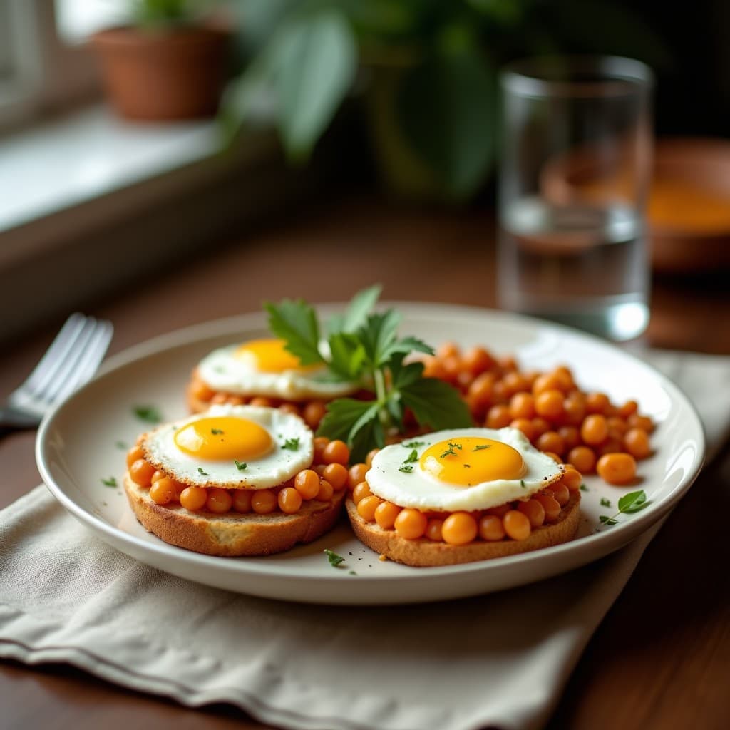 Tostadas de Pan de Centeno con Puré de Garbanzos Negros y Huevos de Codorniz: Desayuno Alto en Proteína