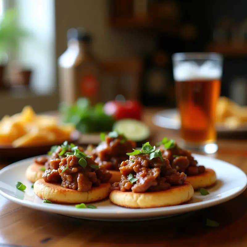 Plato de tostadas de cogote con cebolla caramelizada ahumada, papas doradas, cilantro fresco y salsa verde, sobre fondo rústico.