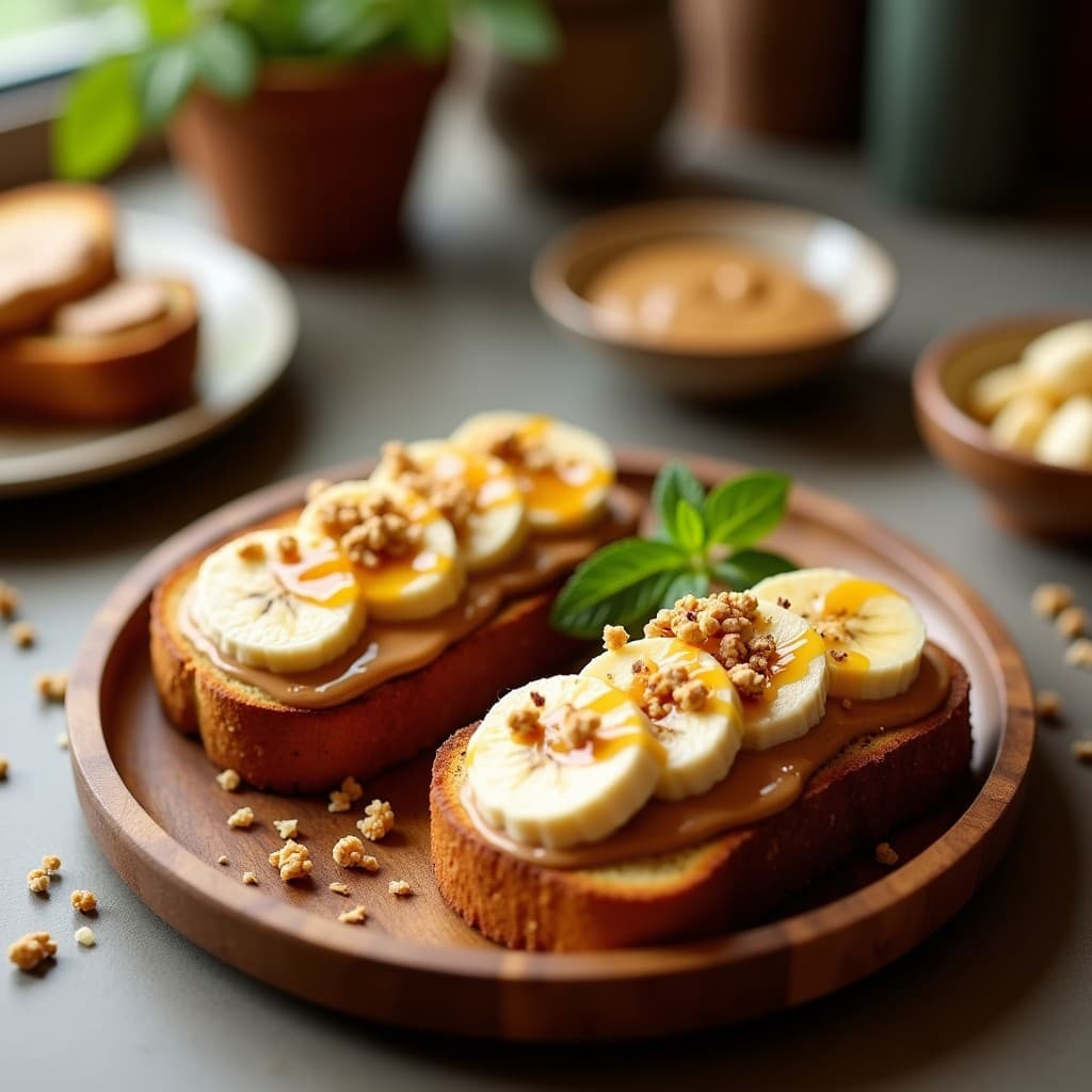 Tostadas de Pan de Plátano con Crema de Cacahuete: Desayuno Sin Harina en 10 Minutos
