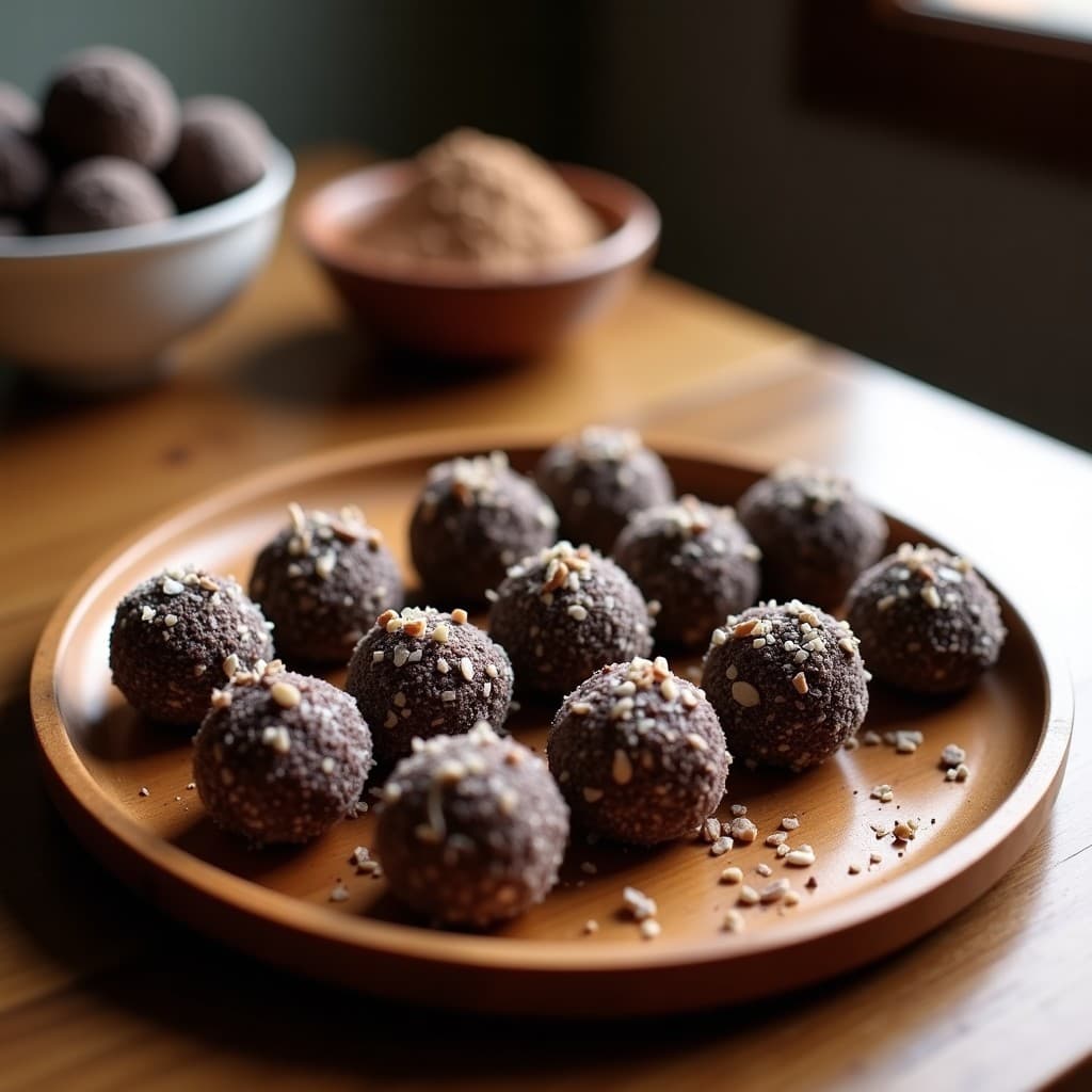 Trufas de Cacao y Semillas de Chía: Postre Crudivegano Sin Azúcar y Solar-Deshidratado