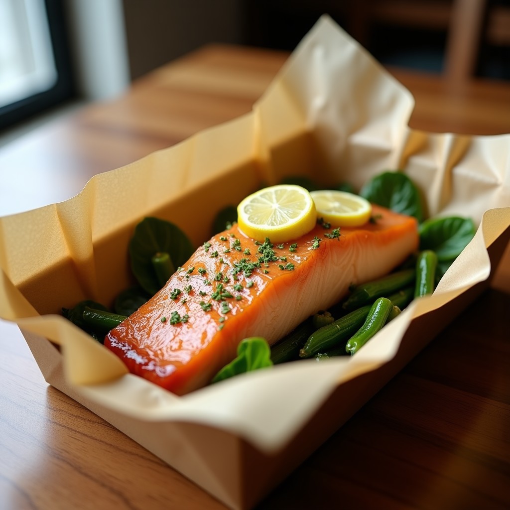 Salmón al Horno en Papillote con Espárragos y Limón: Receta Fácil y Saludable en 20 Minutos