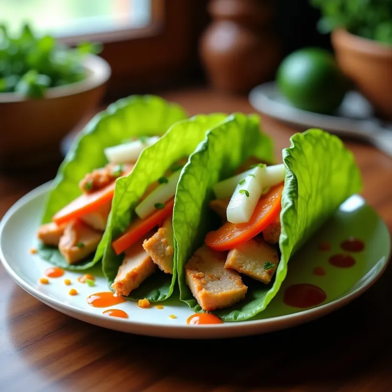 Tacos de Lechuga con Pollo (Keto)