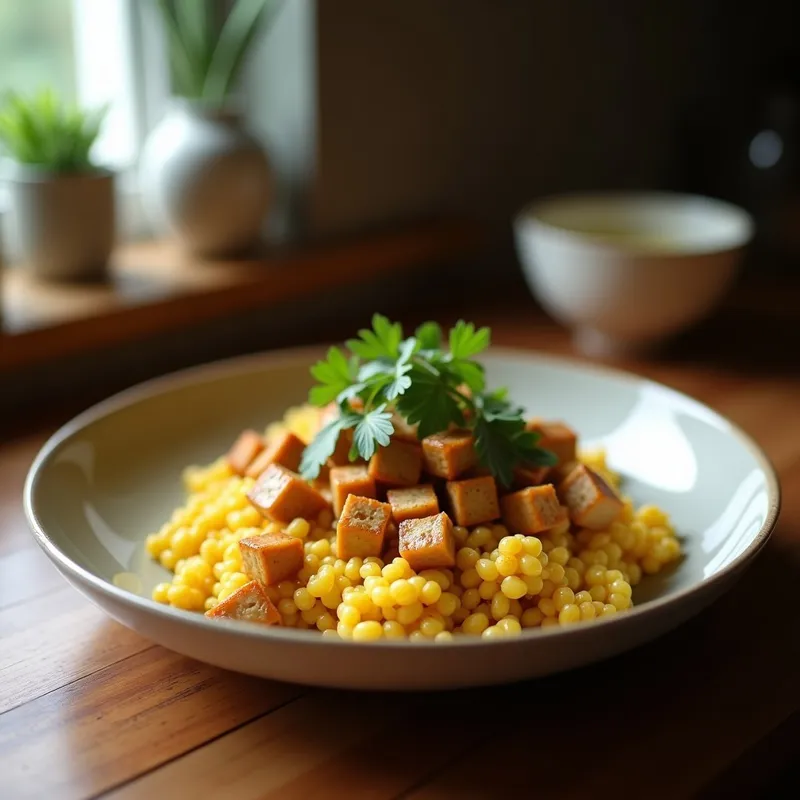 Tofu Revuelto (Scrambled Tofu) con Champiñones