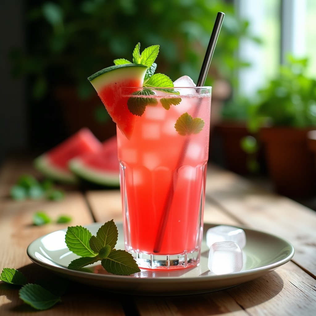 Agua Fresca de Sandía y Jengibre con Hojas de Menta: Bebida Detox y Refrescante Sin Azúcar