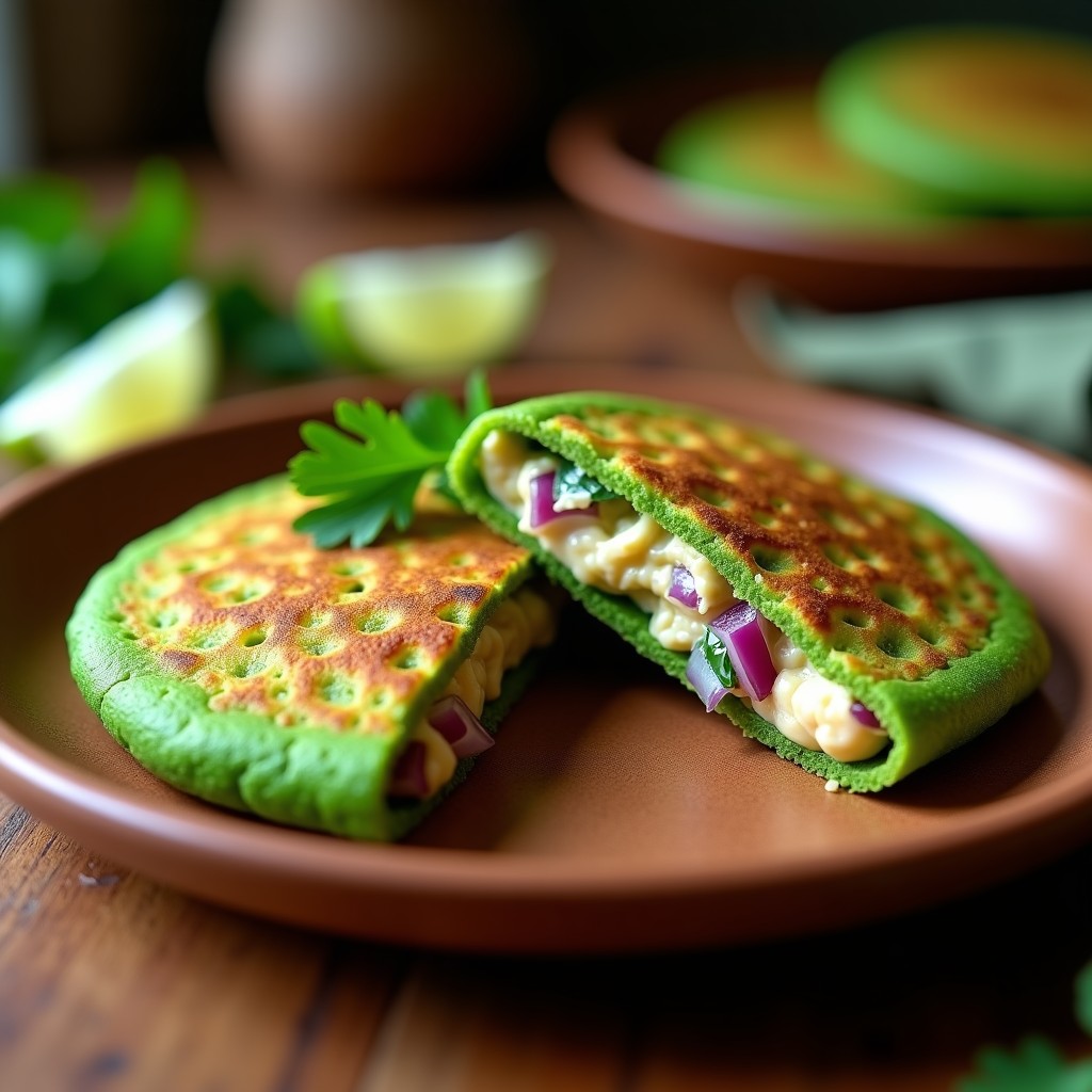 Arepa de Espirulina y Queso de Anacardos: Receta Vegana Colombia en Airfryer con Toque Superfood