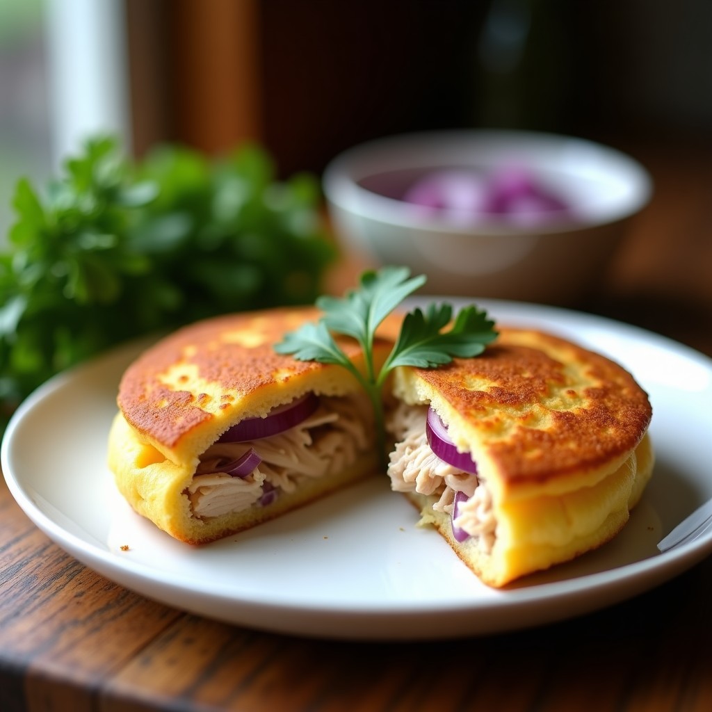 Arepa de Harina de Almendra Rellena de Pollo Desmenuzado: Receta Keto en Airfryer Sin Gluten