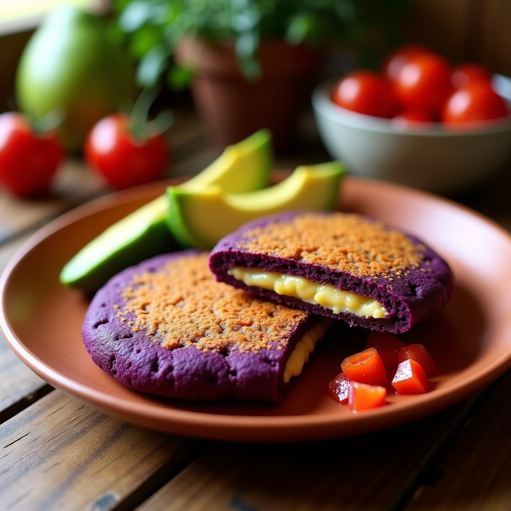 Arepa de Maíz Morado y Queso de Soja: Receta Vegana Colombiana en Airfryer