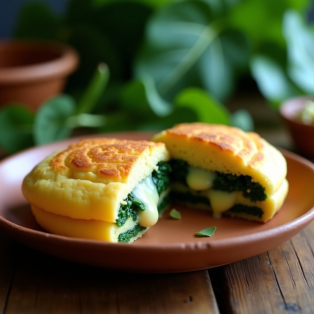 Arepa de Yuca y Espinacas con Queso Vegano: Desayuno Colombiano Sin Gluten