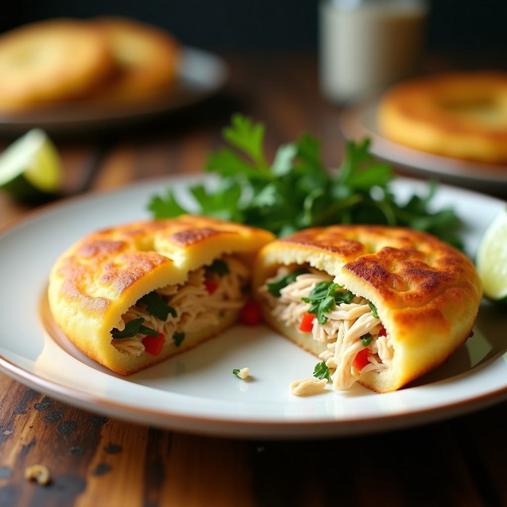 Arepa de Yuca Rellena de Pollo Desmenuzado: Receta en Airfryer Sin Harina de Maíz