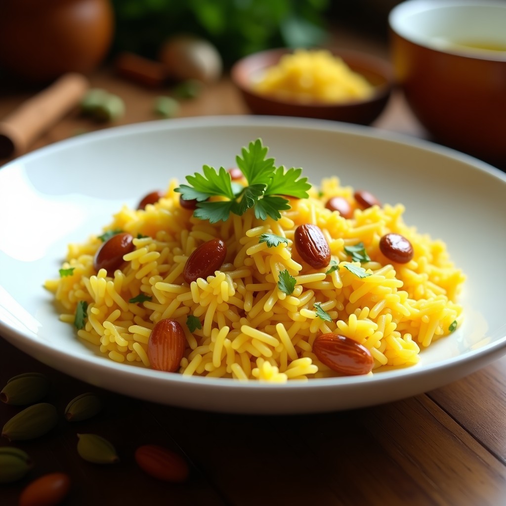 Arroz Basmati con Azafrán y Pasas: Receta India Vegana con Toque Dulce