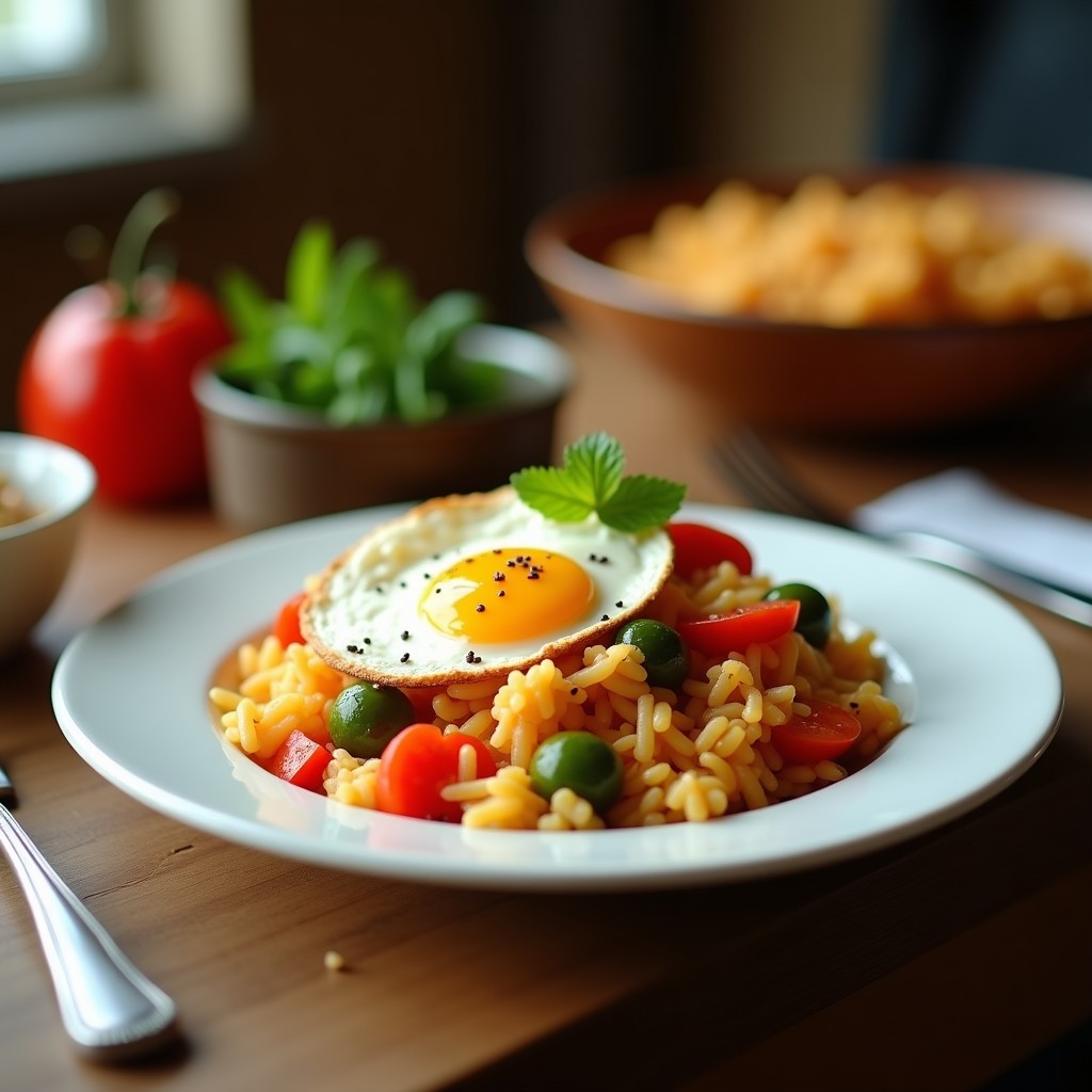 Arroz Frito con Huevo de Codorniz y Vegetales: Receta en Airfryer Baja en Calorías